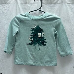 Cat & Jack Mint Long Sleeve Tee with Tree and Cat Design